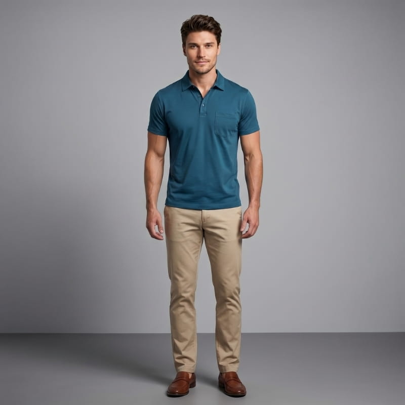 Roderick Cotton Blend Polo Shirt – Slim Fit Collared Short Sleeve Casual Top