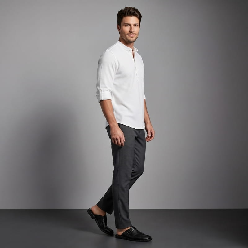 Flavio Supple Leather Mules – Buckle Detail Cushioned Flat Slip-On Footwear