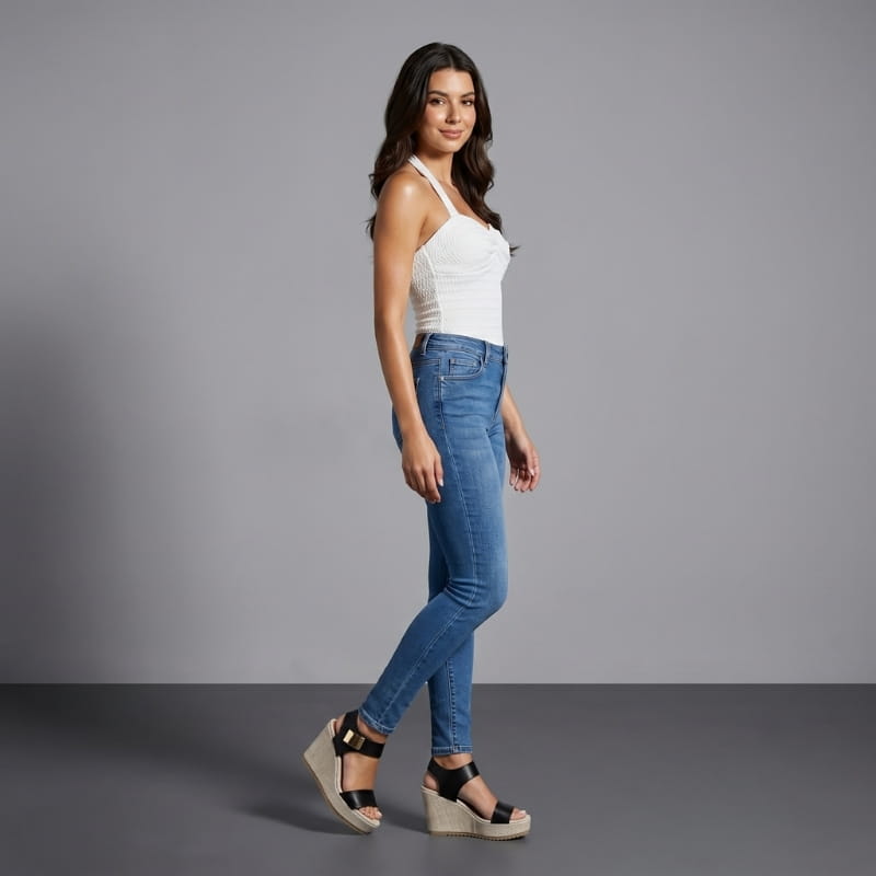 Adaline Colorblock Platform Wedge Sandals – Peep Toe Slingback Ankle Strap Heels