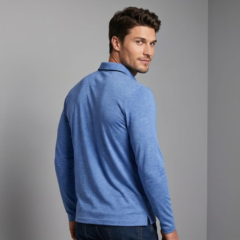 Ciro Cotton Long Sleeve Polo Shirt – Classic Fit Chest Pocket Casual Top