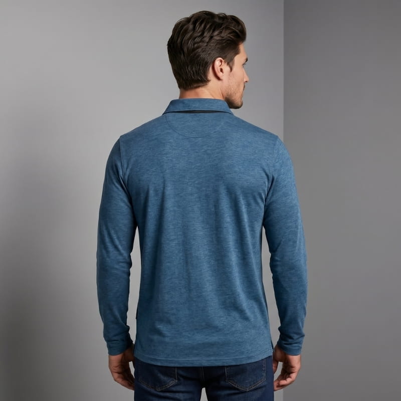 Ciro Cotton Long Sleeve Polo Shirt – Classic Fit Chest Pocket Casual Top