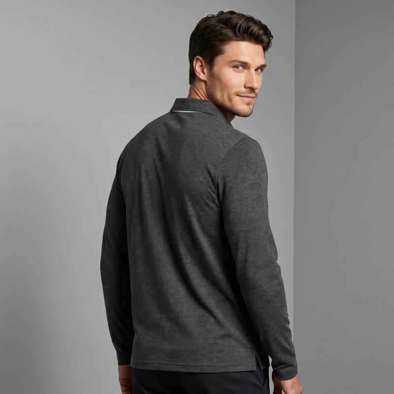 Ciro Cotton Long Sleeve Polo Shirt – Classic Fit Chest Pocket Casual Top