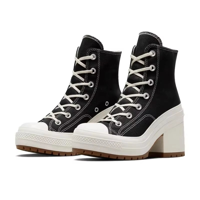Dario Men’s Platform Boots – Chunky Canvas High-Top with Sculpted Heel