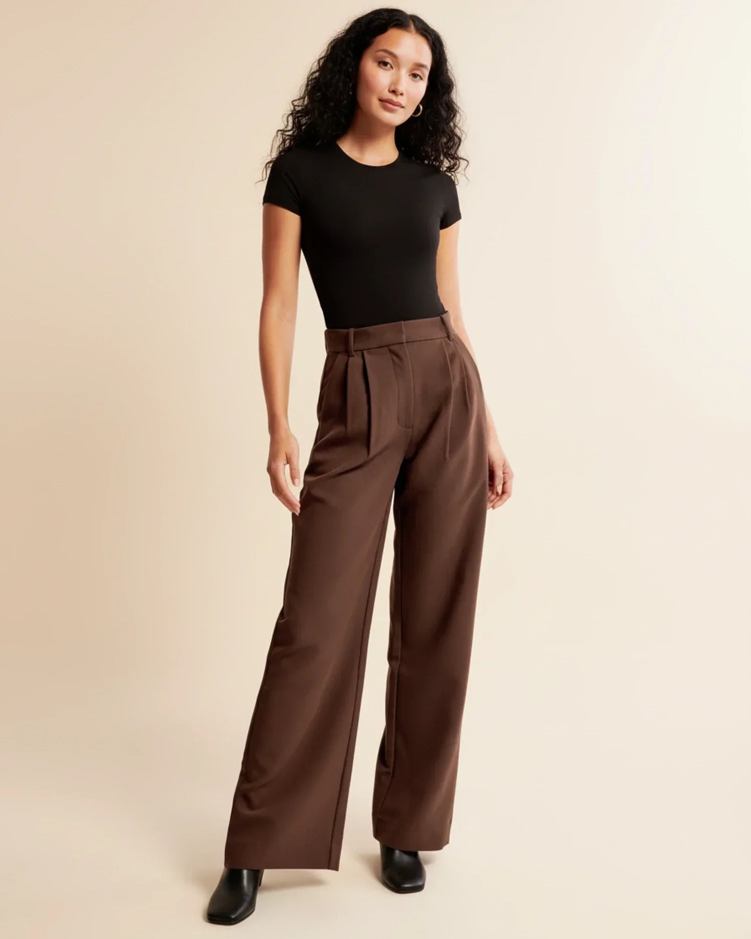 Cyril | High Waist Pleated Leg Trousers with Tailored Fit