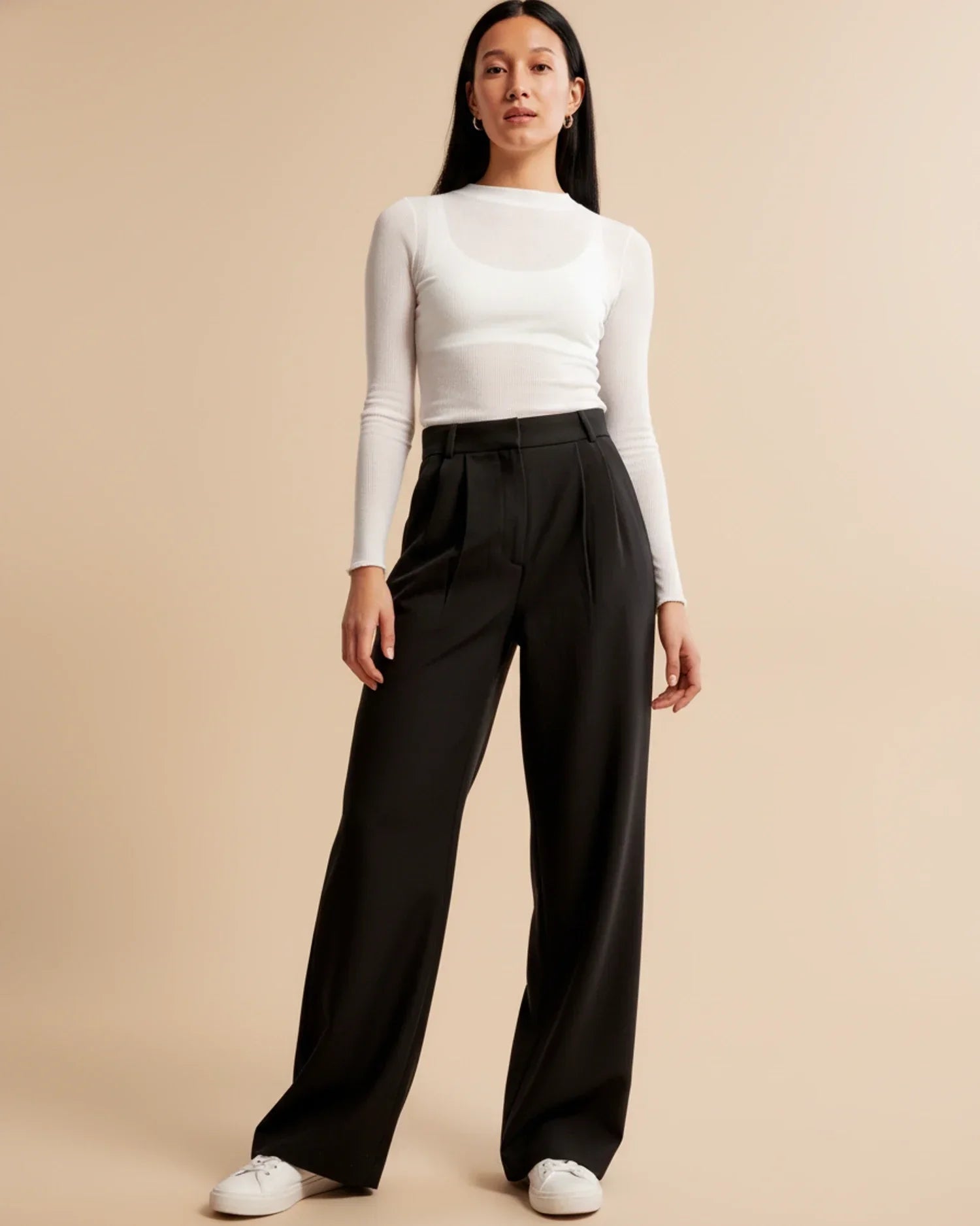 Cyril | High Waist Pleated Leg Trousers with Tailored Fit