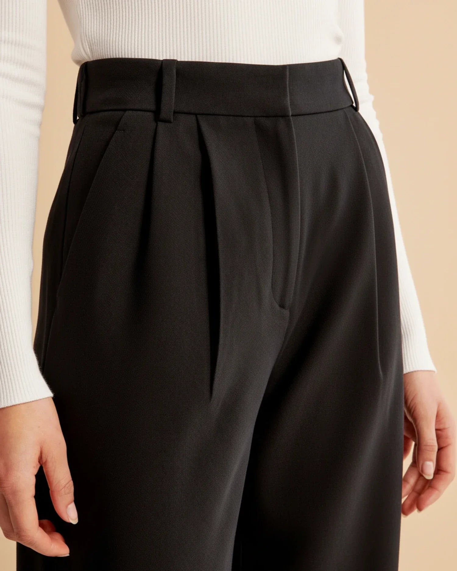 Cyril | High Waist Pleated Leg Trousers with Tailored Fit