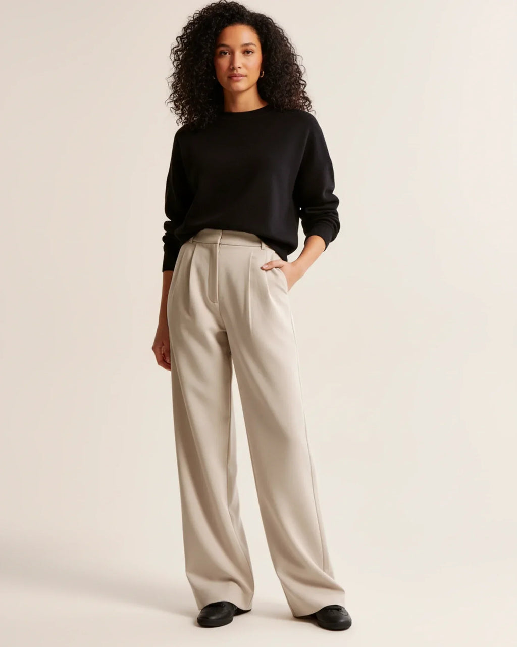 Cyril | High Waist Pleated Leg Trousers with Tailored Fit