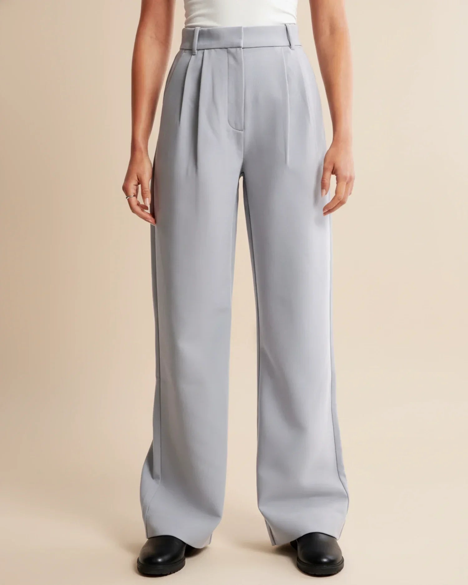 Cyril | High Waist Pleated Leg Trousers with Tailored Fit