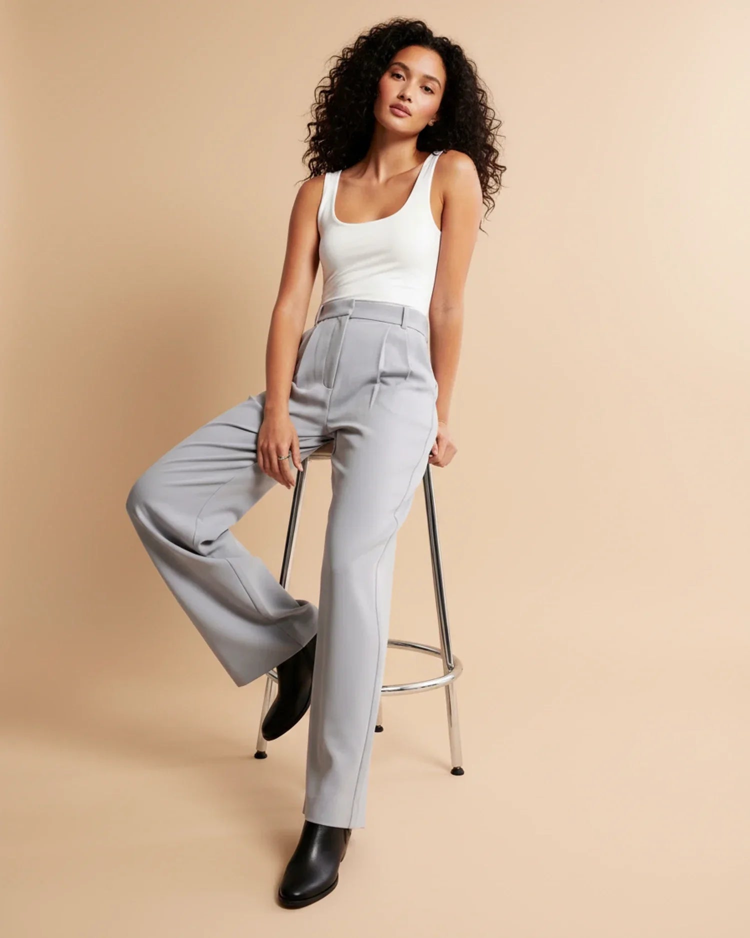 Cyril | High Waist Pleated Leg Trousers with Tailored Fit
