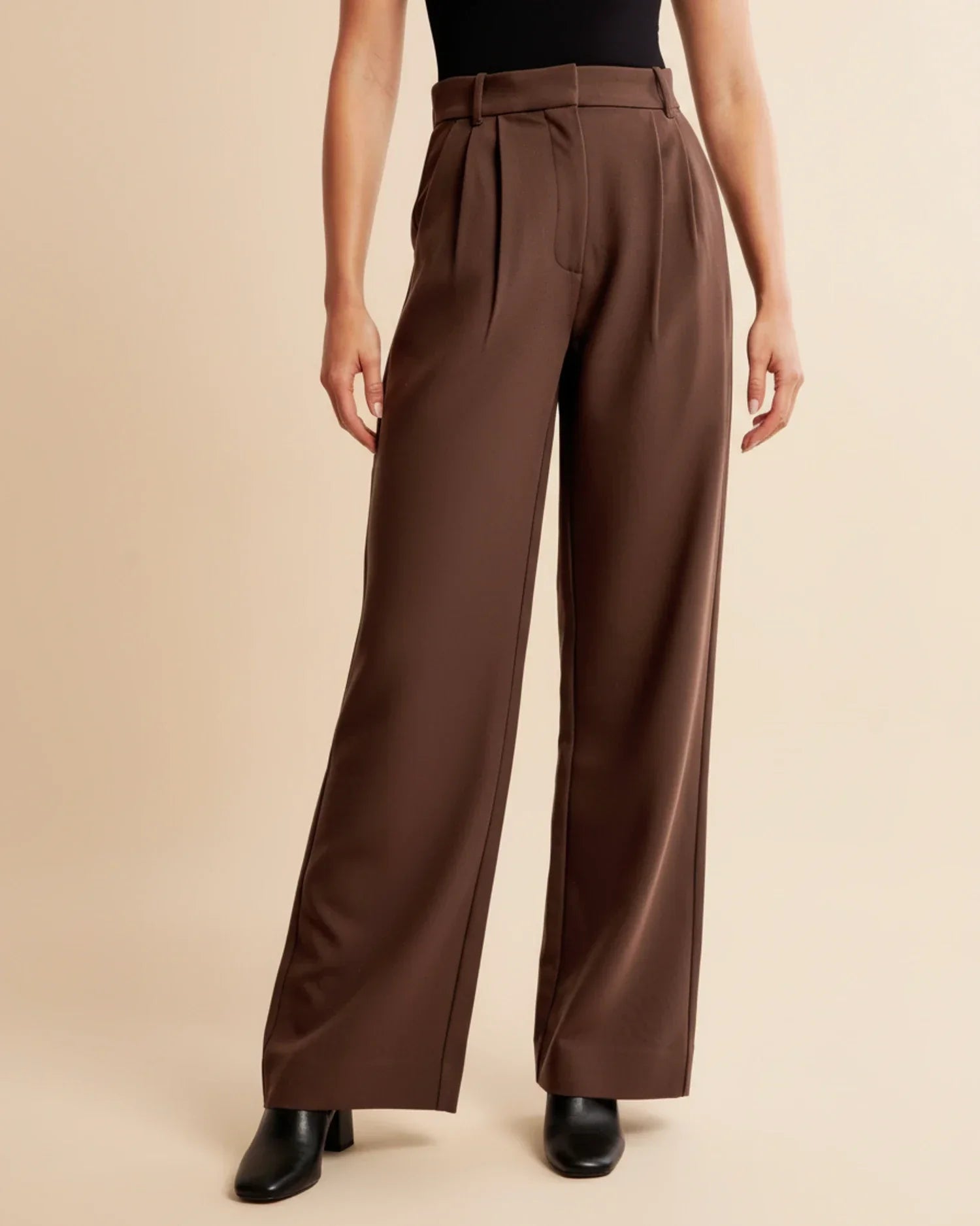 Cyril | High Waist Pleated Leg Trousers with Tailored Fit