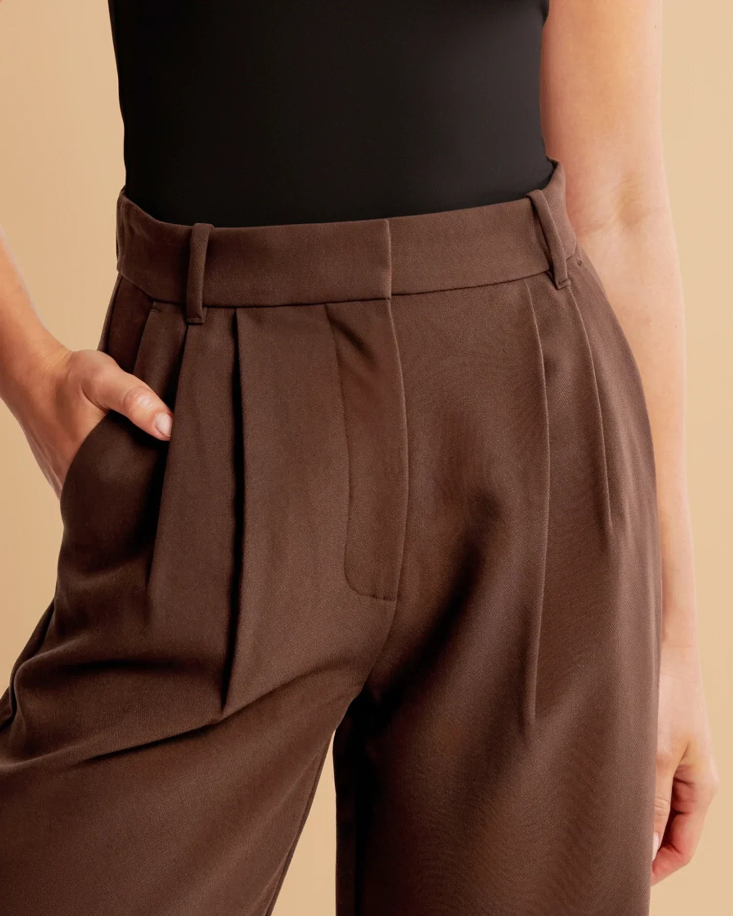 Cyril | High Waist Pleated Leg Trousers with Tailored Fit